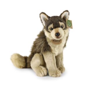 Élethű, ülő plüss farkas, 25 cm (Rappa)
