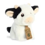 Mini Cow, élethű fekete-fehér plüss tehén, 13 cm (Aurora, Eco Nation)