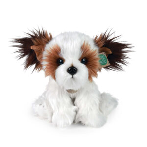 Élethű, ülő shih-tzu plüss kutya, 28 cm (Rappa)