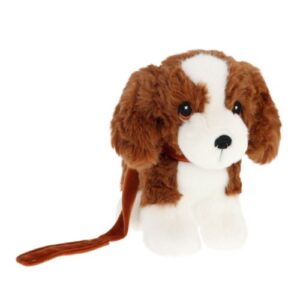 Álló plüss spániel kölyök kutya pórázzal, 14 cm (Keel Toys)