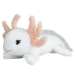 Fehér, fekvő plüss axolotl, 30 cm (Nature Planet)