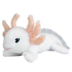 Fehér, fekvő plüss axolotl, 30 cm (Nature Planet)