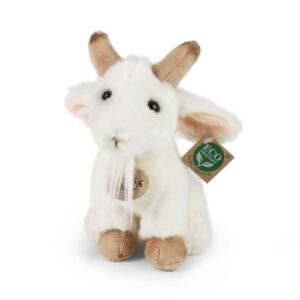 Fehér, ülő plüss kecskegida, 18 cm (Rappa)