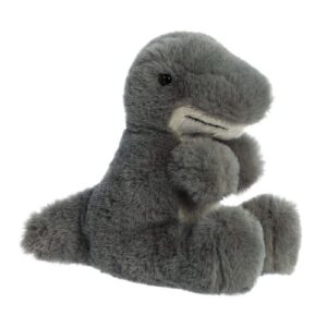 Ülő, szürke T-Rex plüss dinoszaurusz kölyök, 20 cm (Aurora, Mini Flopsies)
