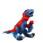 Vörös-kék színű, ülő Utahraptor plüss dinoszaurusz, 36 cm (Cornelissen)