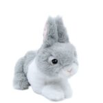 Fekvő, szürke-fehér színű plüss nyuszi, 18 cm (Keel Toys, Keeleco)
