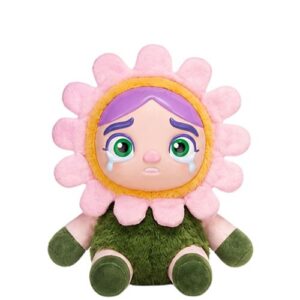 Kanashiko: Hanako, az ülő, sírós arcú plüss baba virág jelmezben, 24 cm