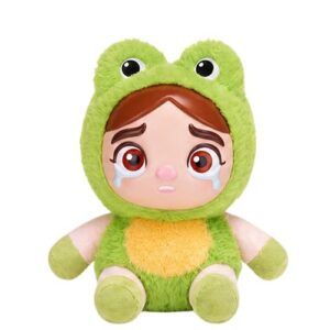 Kanashiko: Kaeruko, az ülő, sírós arcú plüss baba béka jelmezben, 24 cm